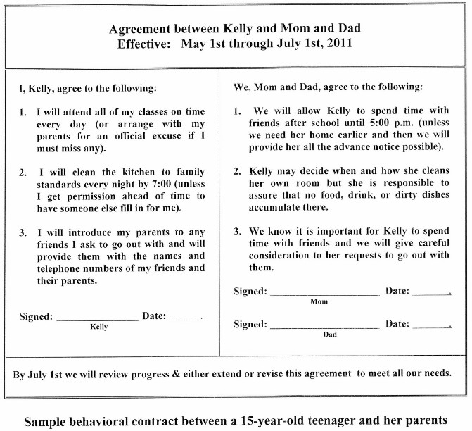 Teenager Contract With Parents Template